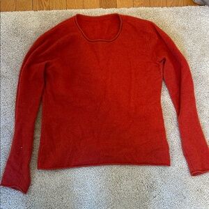 Women's Cropped Red Cashmere Sweater